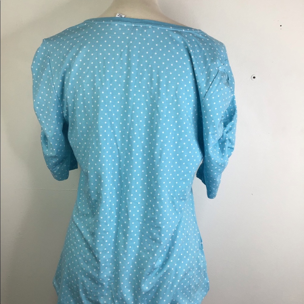 Isaac Mizrahi! Polka-Dot Ruched Knit Top NEW - Picture 6 of 6